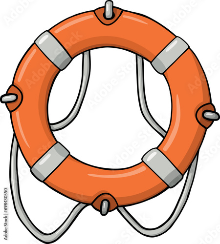 red lifebuoy with a rope, marine lifebuoy (ID: 698430550)