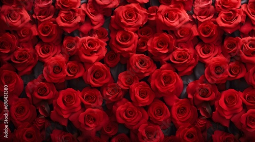 Flowers wall background with amazing red rose flowers photo