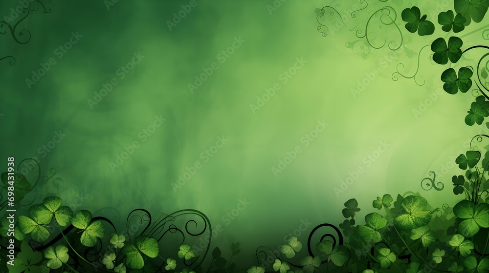 st patrick day background "Irish Elegance: St. Patrick's Day Greenery Background - obrazy, fototapety, plakaty 