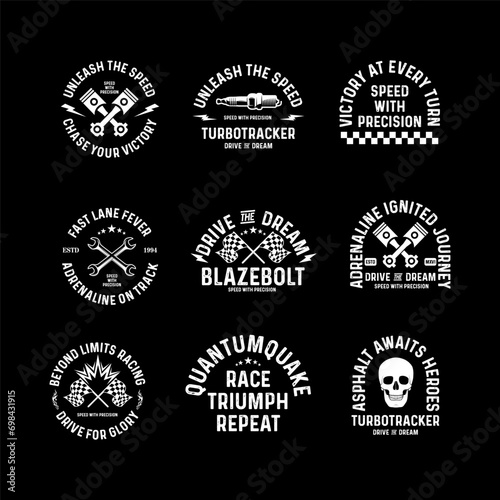 Motorcycle racing badges club emblems tshirt design Retro Racing Typography Graphics