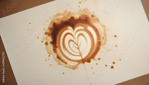 Cappuccino art texture coffee stain blot on paper 