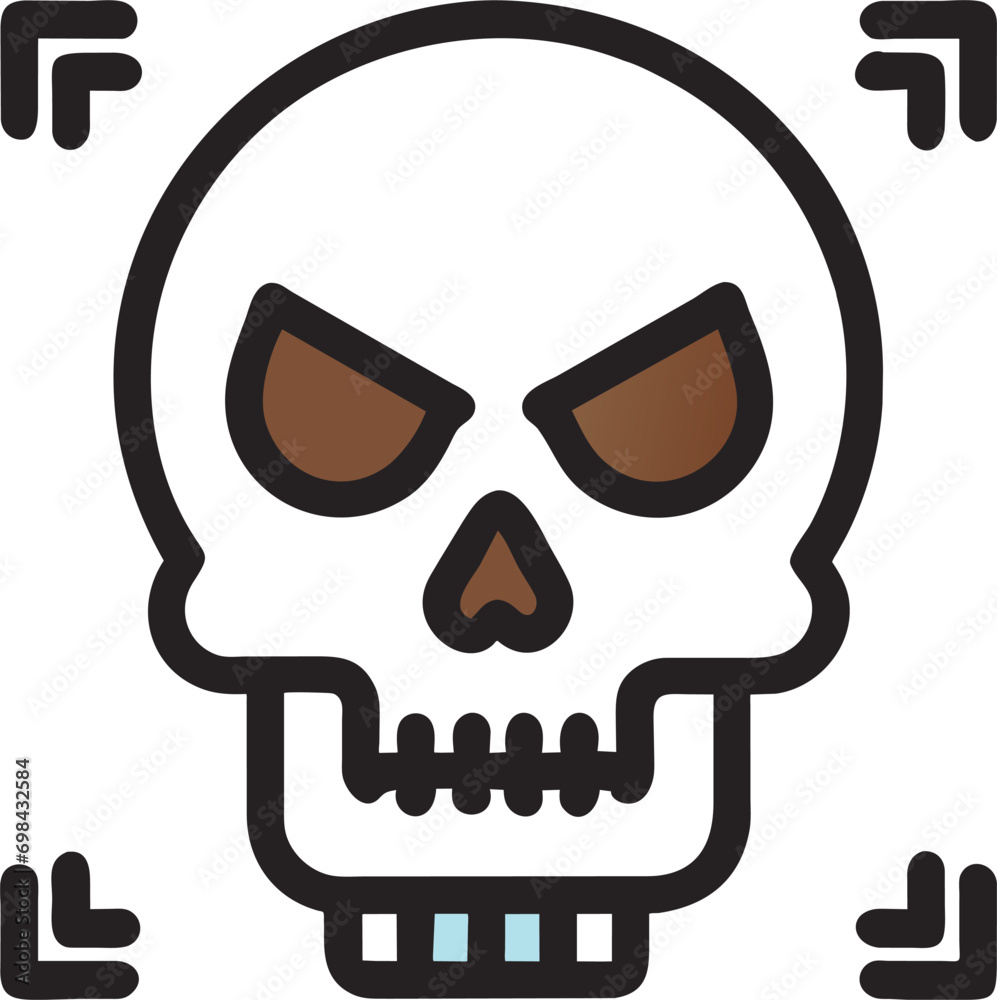 skull, icon colored outline