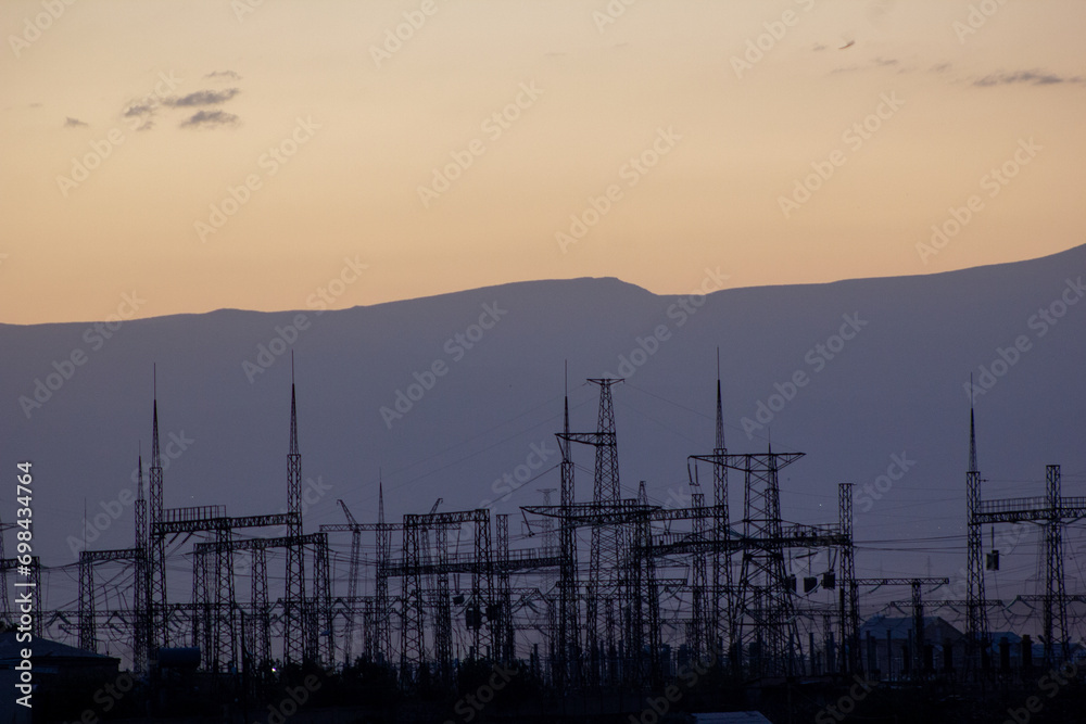 Sunset Over Electric Towers