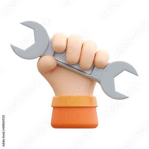 hand holding wreanch 3d render
