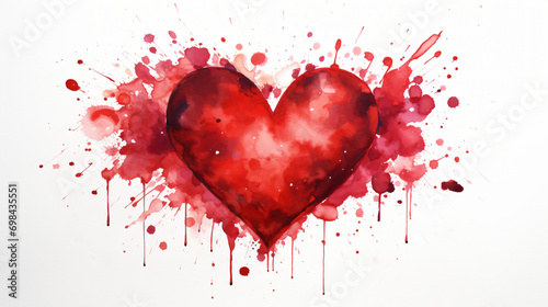 Red heart watercolor