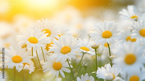 Sunlit Daisy Meadow  Radiant Blooms at Golden Hour