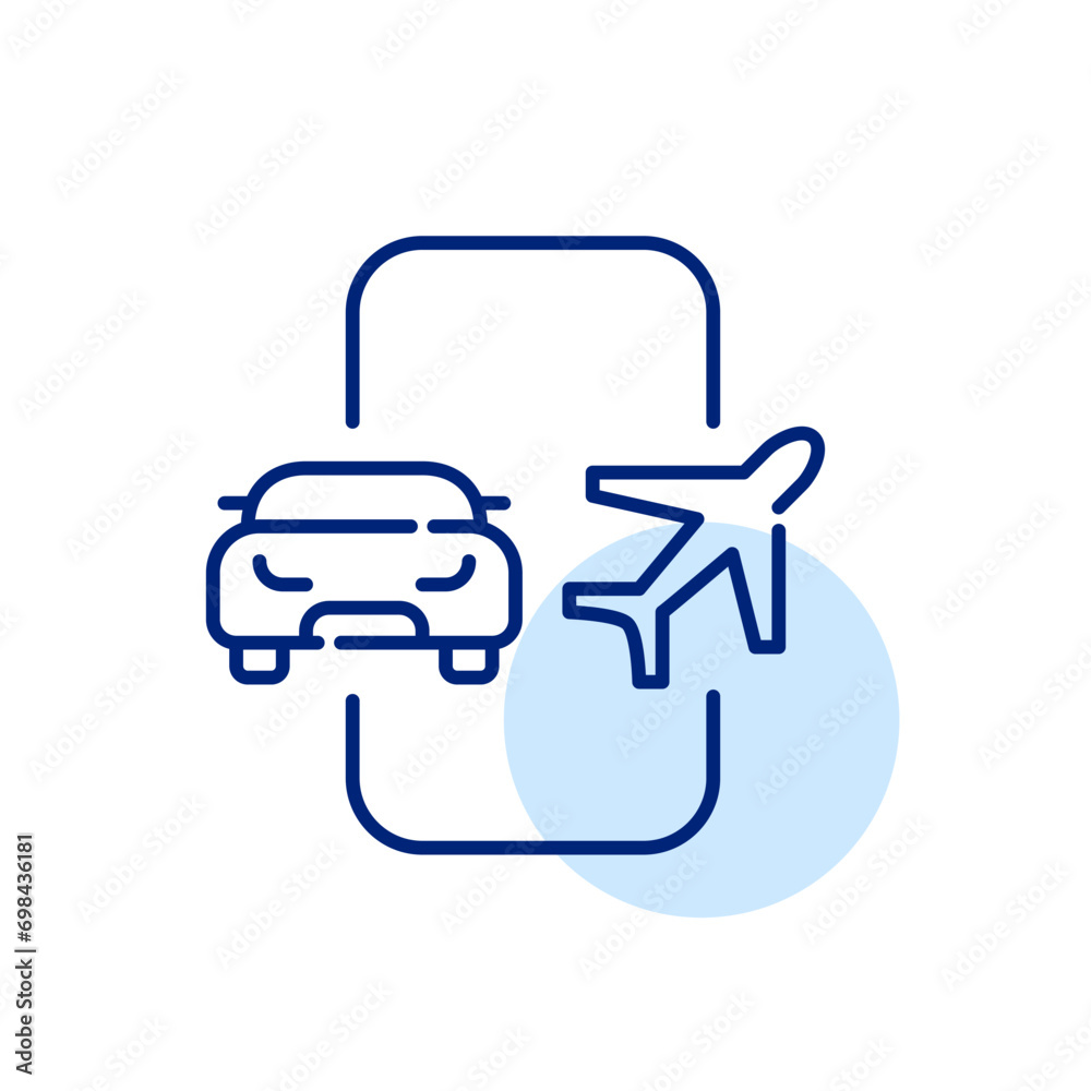 Airport car rental app. Pixel perfect, editable stroke icon Airport car rental app. Pixel perfect, editable stroke icon