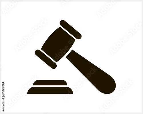 Judge hammer icon isolated. Auction gavel. Vector stick illustration. EPS 10