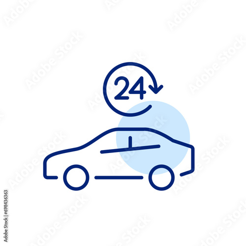 24 hour taxi and car sharing service. Pixel perfect, editable stroke icon