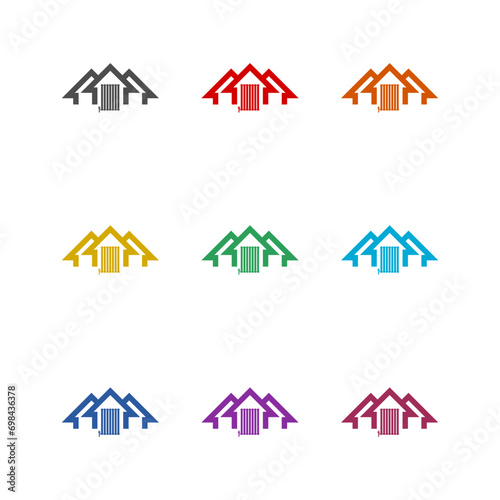 Heat radiator in house icon isolated on white background. Set icons colorful
