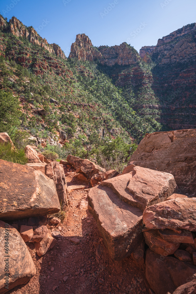 hiking the grandview trail in the grand canyon national park, arizona, usa