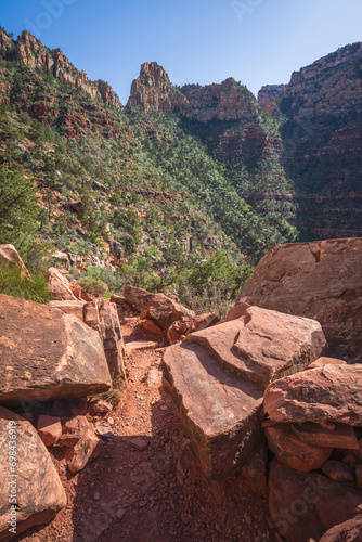 Obraz na płótnie hiking the grandview trail in the grand canyon national park, arizona, usa w salonie
