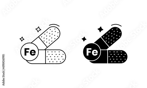 Mineral Fe icon set. vector illustration photo