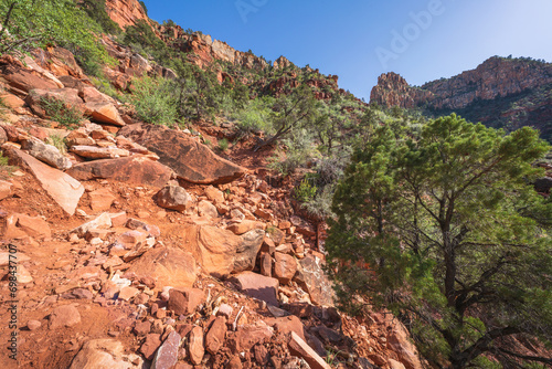 Obraz na płótnie hiking the grandview trail in the grand canyon national park, arizona, usa w salonie