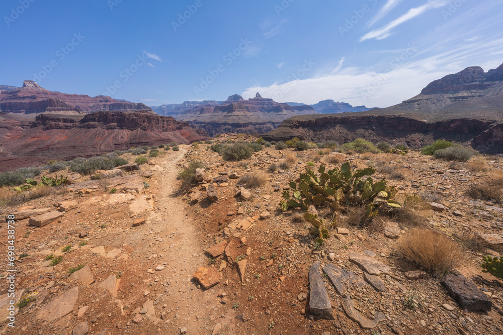hiking the tonto trail in the grand canyon national park, arizona, usa