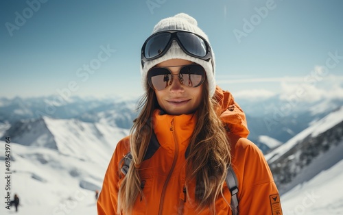 Skiing Excitement Young Lady in Winter Adventure Gear