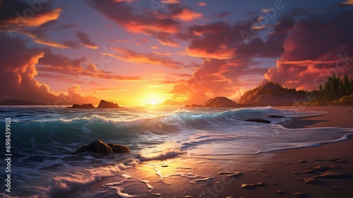 Immerse yourself in the serene beauty of an incredible beach sunset,