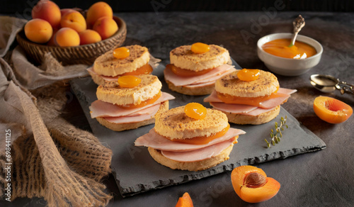 Ham Biscuit Sandwiches with Apricot Mustard