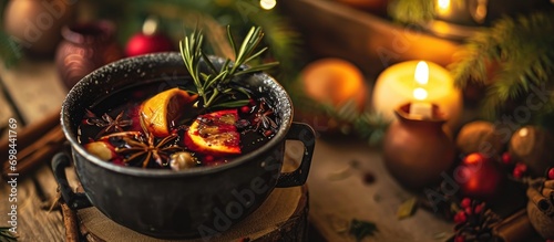 Creating a warm mulled wine for a cozy festive vibe.