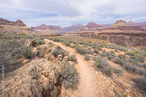 hiking the tonto trail in the grand canyon national park, arizona, usa
