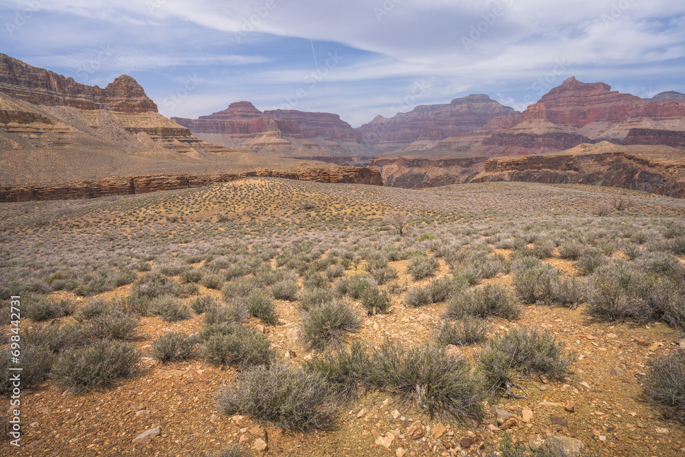 hiking the tonto trail in the grand canyon national park, arizona, usa