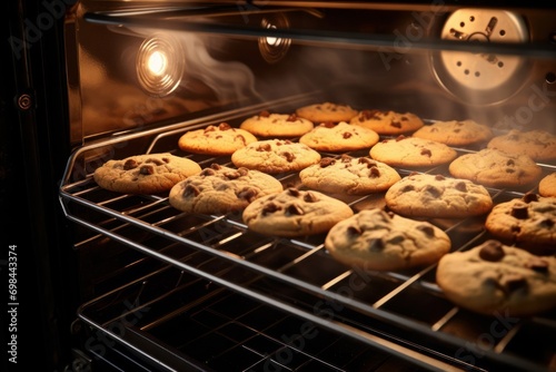 Cookies baking in an oven