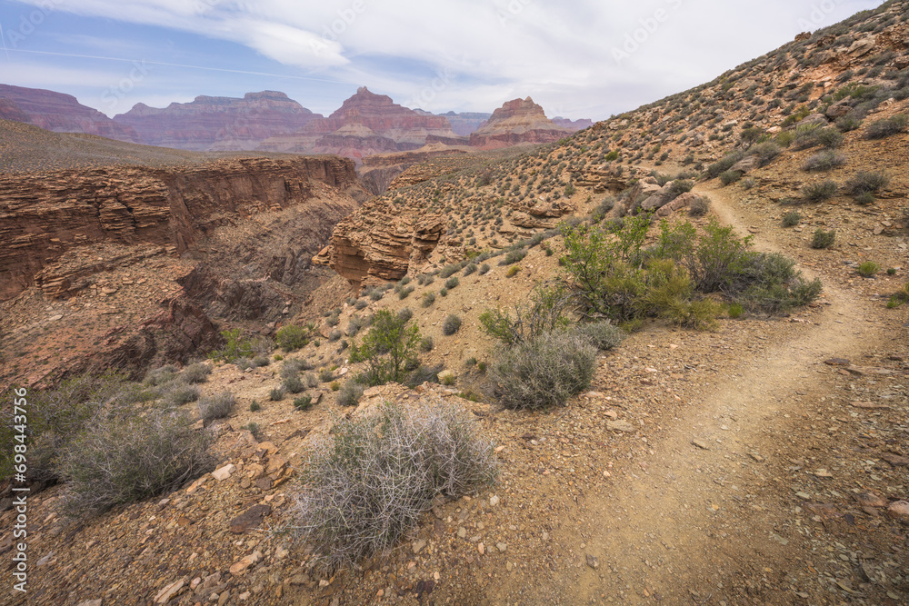 hiking the tonto trail in the grand canyon national park, arizona, usa