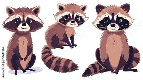 Set of Raccoon Cartoon
