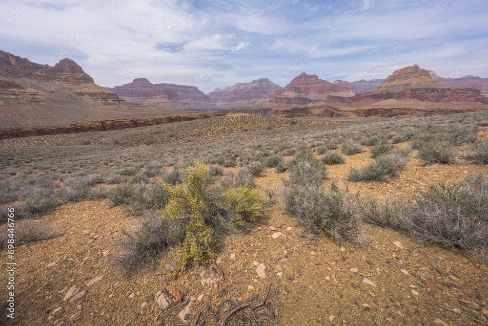 hiking the tonto trail in the grand canyon national park, arizona, usa