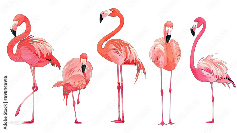 Obraz premium set flamingos illustration
