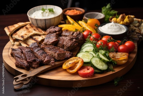 Grilled steak with French fries and tomatoes