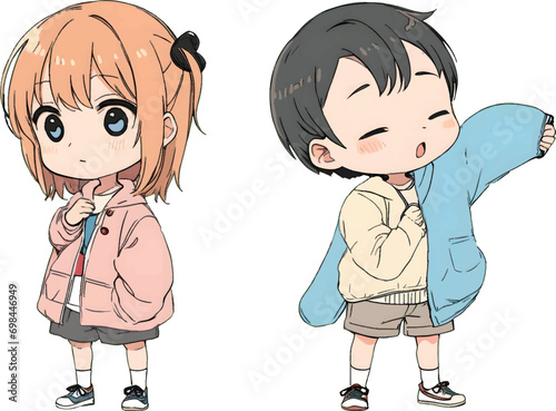 着替える子供達