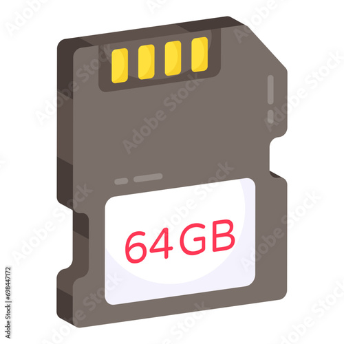 Conceptual flat design icon of sd card 

