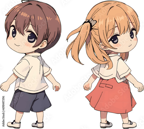 後ろを振り返る子供達