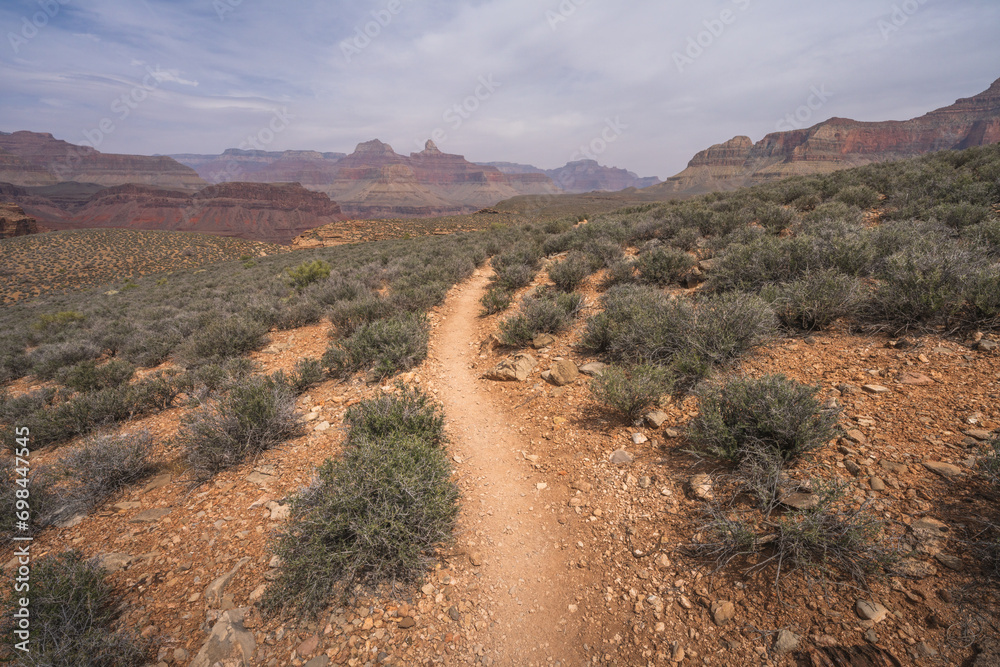 hiking the tonto trail in the grand canyon national park, arizona, usa