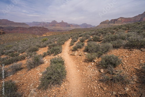 Obraz na płótnie hiking the tonto trail in the grand canyon national park, arizona, usa w salonie