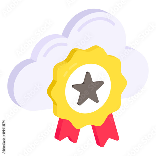 A flat design icon of cloud certification

