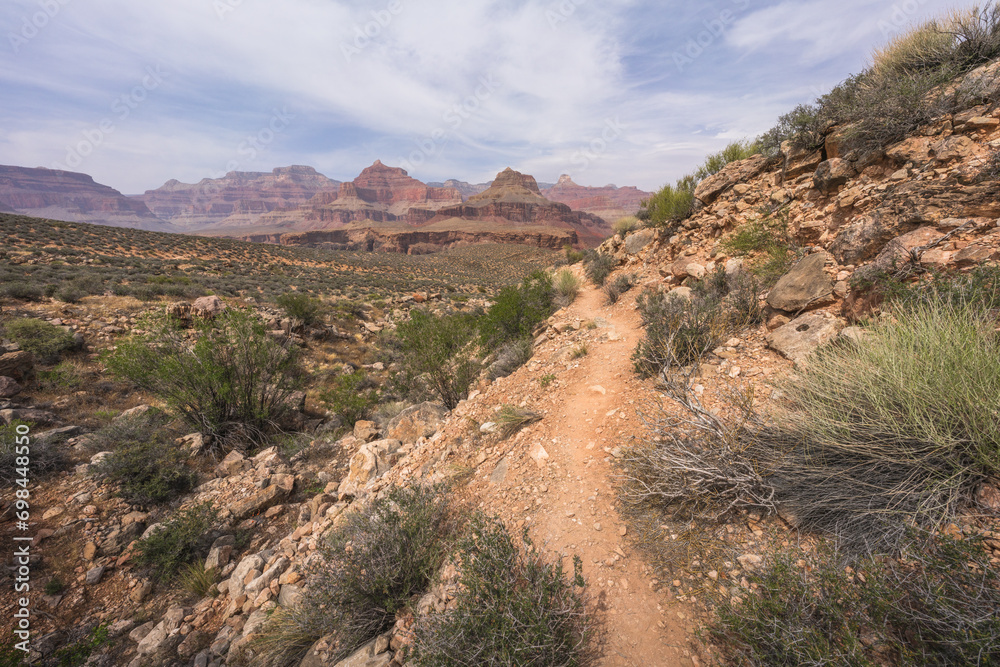 hiking the tonto trail in the grand canyon national park, arizona, usa
