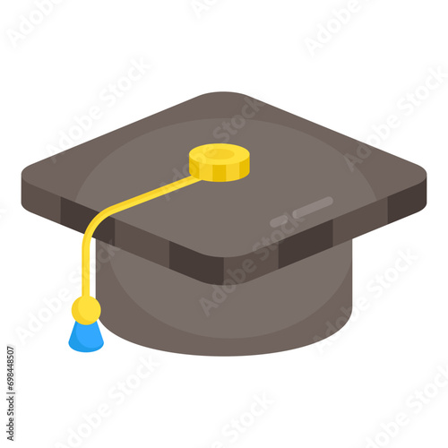 Academic cap icon, vector design of mortarboard

