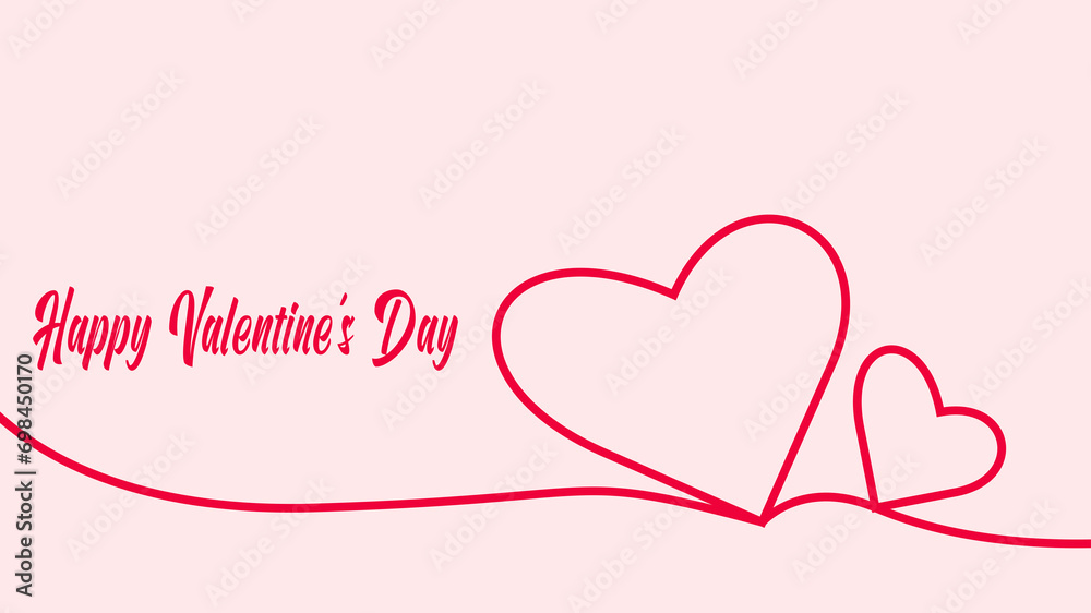 Valentine's Day illustration with hearts on a pink background
