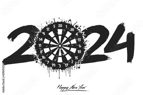 Happy New Year 2024 and dartboard