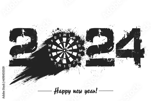 Happy New Year 2024 and dartboard photo