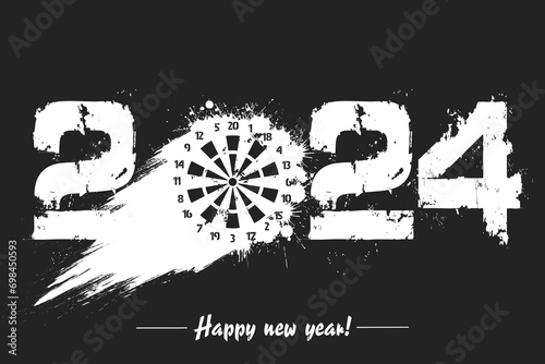 Happy New Year 2024 and dartboard