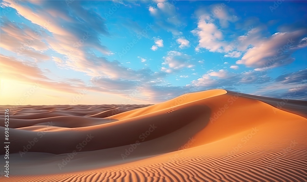 A Serene Desert Oasis Under a Vast Blue Sky