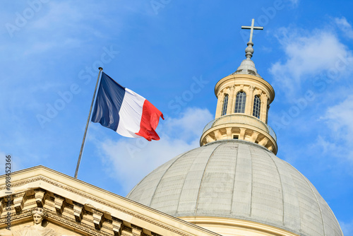 The Pantheon , in Europe, in France, in Ile de France, in Paris, in summer, on a sunny day.