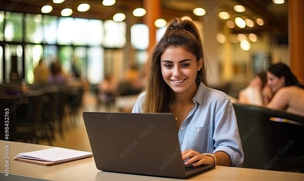 A Woman Engaged in Work: Exploring the Digital World Through Her Laptop A Woman Engaged in Work: Exploring the Digital World Through Her Laptop