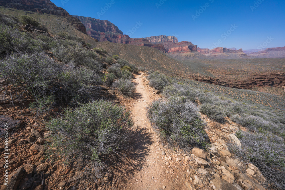 hiking the tonto trail in the grand canyon national park, arizona, usa