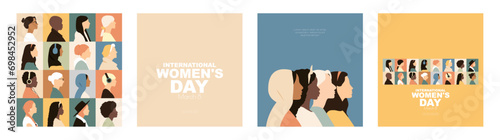 Set for International Women's Day. Modern colour design.