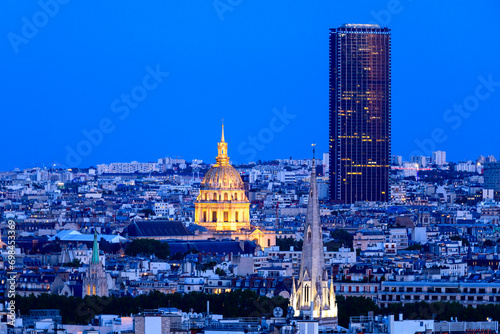 The American Cathedral, Les Invalides and the Montparnasse tower , in Europe, France, Ile de France, Paris, in summer, on a sunny day. photo