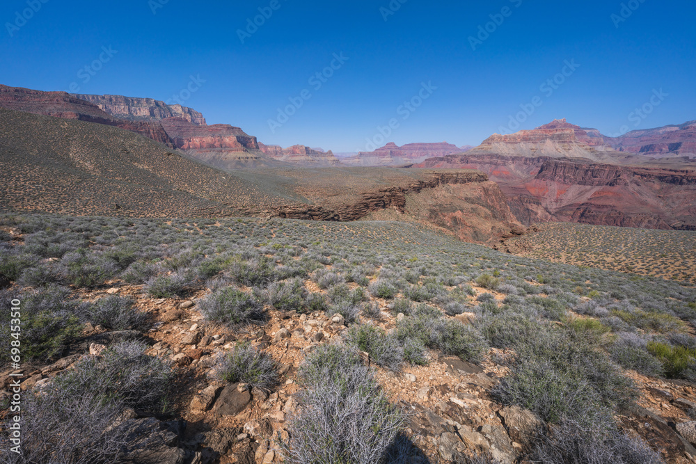 hiking the tonto trail in the grand canyon national park, arizona, usa